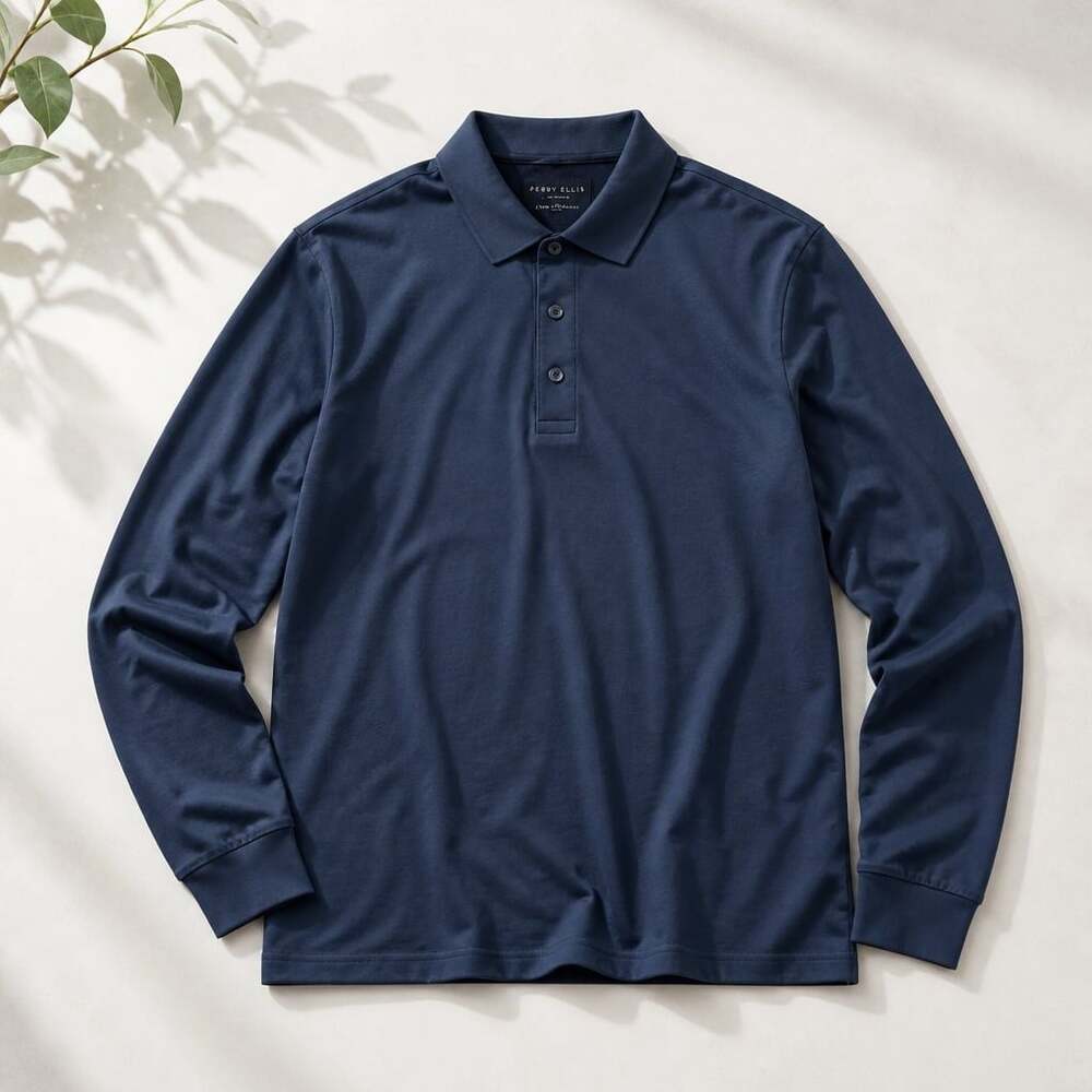 Greg Norman Long Sleeve 60/2 Double Mercerized Cotton Polo Shirt